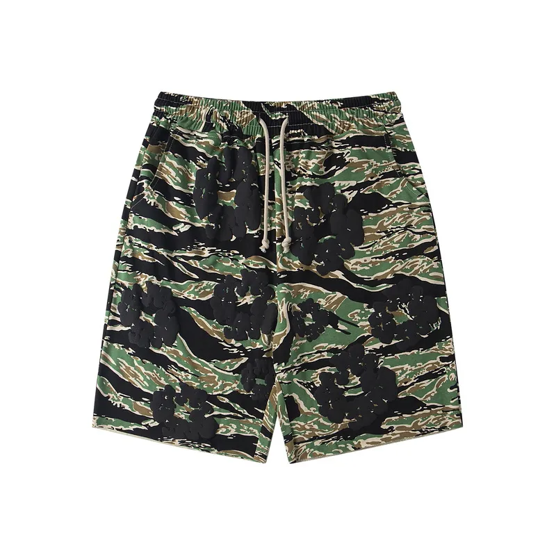 D317# DENIM TEARS Kapok European and American trendy brand high quality foam flocking camouflage printed short-sleeved suit Color Camouflage blue Camouflage powder Camouflage gray Camouflage apricot Camouflage green Size S-XL